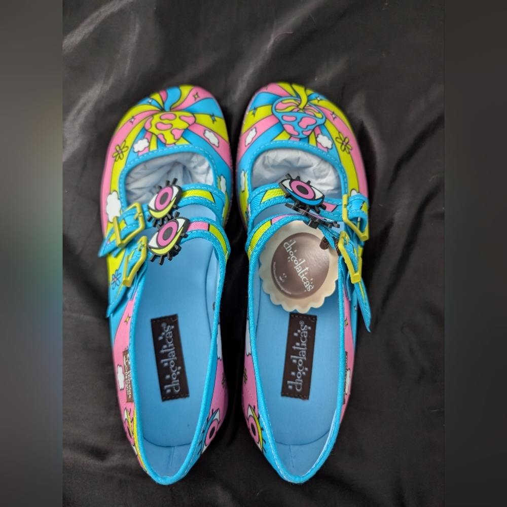 Pink And Blue Funky Flats